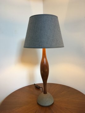 Teak and Stone Table Lamp